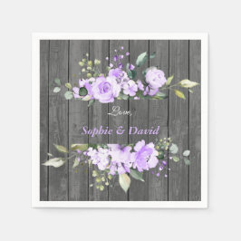 Servilleta De Papel Encanto Lila Floral Madera Granero Boda