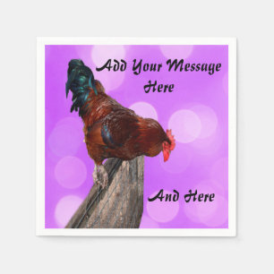 Servilleta De Papel Encaramado en Su Majestad: Rooster On Dreamy Purpl