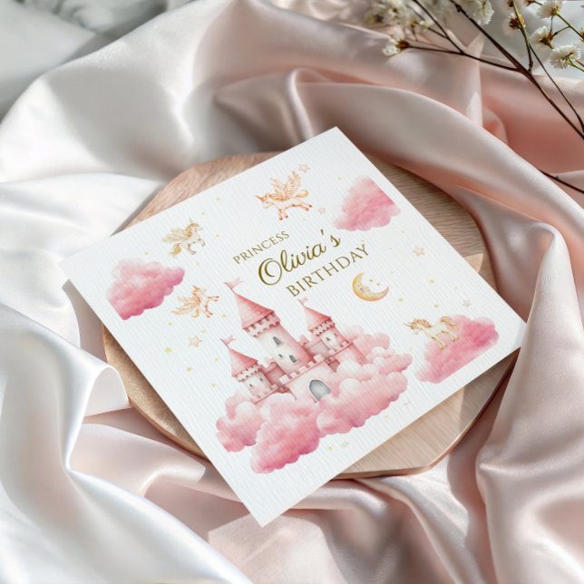 Servilleta De Papel Enchanted Pink Princess Girl Birthday (Subido por el creador)