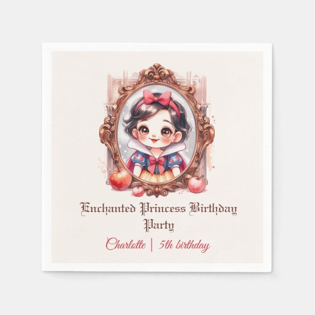 Servilleta De Papel Enchanted Princess Birthday Invitation Snow White (Anverso)