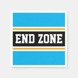 Servilleta De Papel END ZONE Fun Sky Blue Black Yellow Carreras Stripe