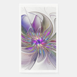 Servilleta De Papel Energetic, Colorful Abstract Fractal Art Flower