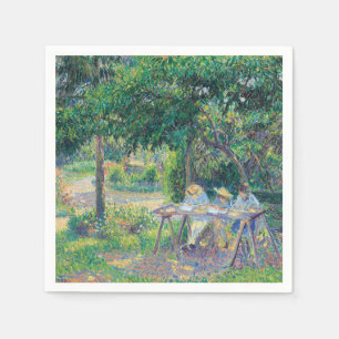 Servilleta De Papel Enfants attabés dans le jardin Camille Pissarro