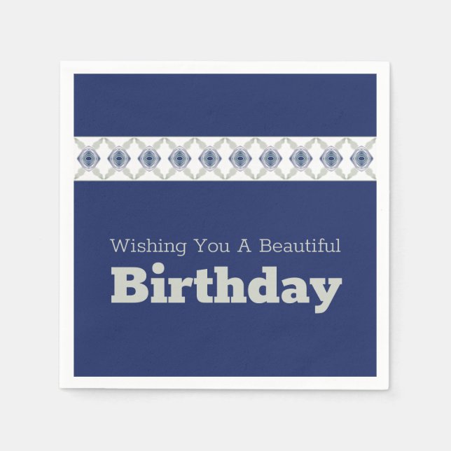 Servilleta De Papel Énfasis floral azul con estampado (Anverso)