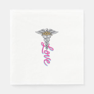 Servilleta De Papel Enfermera Ama Caduceo Floral Médico Diseño Vertica