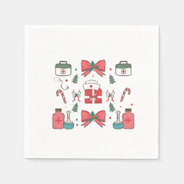 Servilleta De Papel Enfermera Coqueta con Lazo Navidad Personalizada