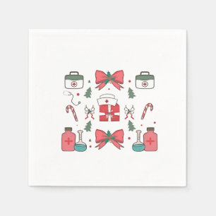 Servilleta De Papel Enfermera Coqueta con Lazo Navidad Personalizada 