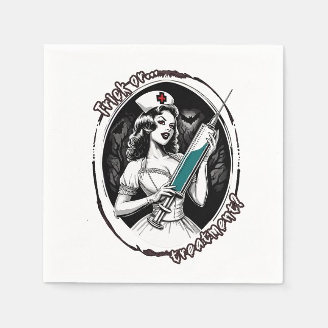 Servilleta De Papel Enfermera de Halloween (Anverso)