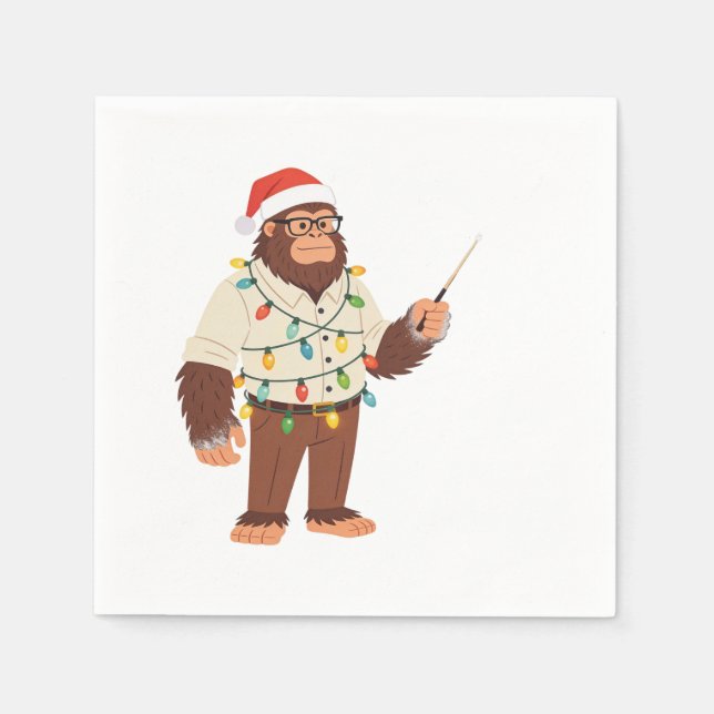 Servilleta De Papel Enfermera de Navidad Bigfoot Sasquatch  (Anverso)