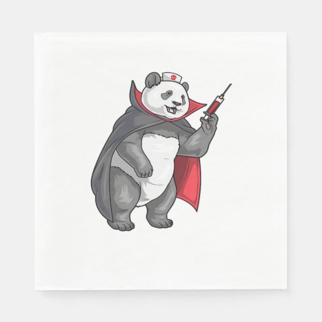 Servilleta De Papel Enfermera de vampiros de Panda Halloween sobredime (Anverso)