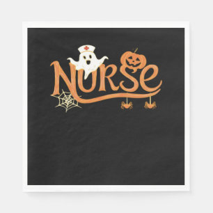 Servilleta De Papel Enfermera Halloween Fantasma y Calabaza Esencial T