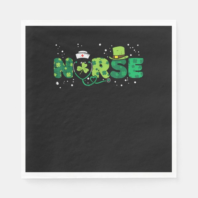 Servilleta De Papel Enfermera irlandesa Stethoscope Scrub St Patricks  (Anverso)