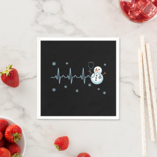 Servilleta De Papel Enfermera Ritmo Cardíaco Muñeco de Nieve Navidad 