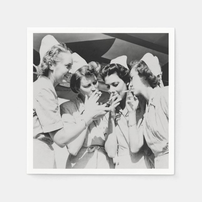 Servilleta De Papel Enfermeras Fumando Fotografía de época (Anverso)