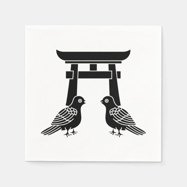 Servilleta De Papel Enfrentando palomas y Torii (Anverso)