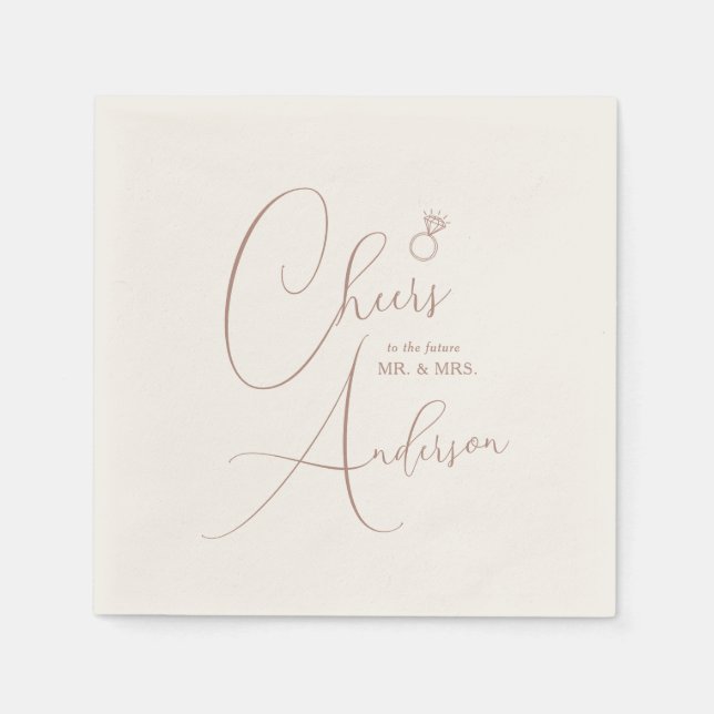 Servilleta De Papel Engagement Cheers to the future Mr. y Mrs. (Anverso)