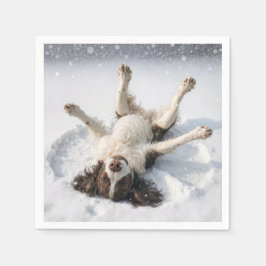 Servilleta De Papel English Springer Spaniel Making a Snow Angel