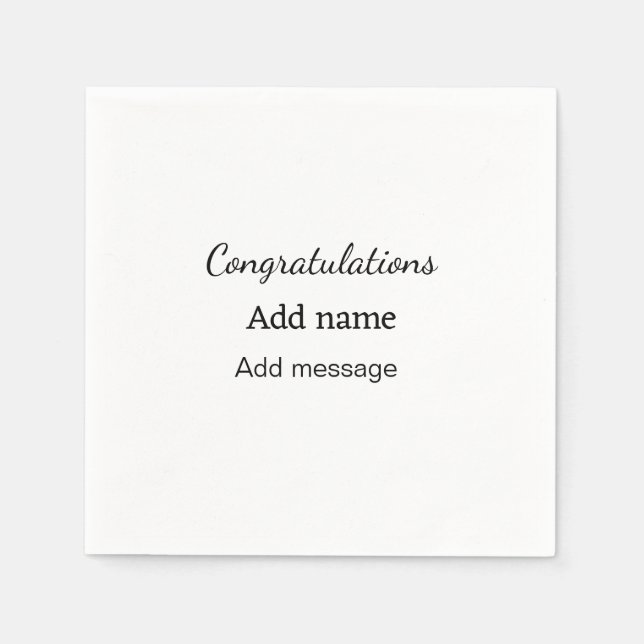 Servilleta De Papel Enhorabuena agregar mensaje de nombre simple gradu (Anverso)