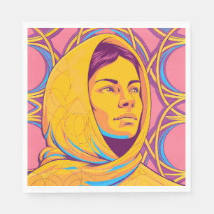 Servilleta De Papel Enigmatic Brazilian Woman in Vibrant Pop Art
