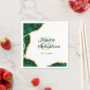 Servilleta De Papel Enjambre blanco elegante de Emerald & Gold Agate