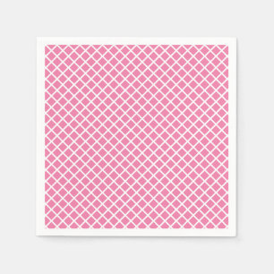 Servilleta De Papel Enrejado de Diamante Blanco - Rosa Fucsia