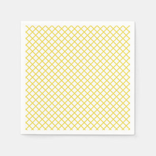 Servilleta De Papel Enrejado de Diamantes Amarillo Dorado - Blanco