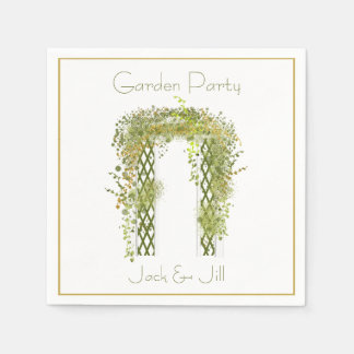 Servilleta De Papel Enrejado Ornamentado con Follaje Verde y Dorado