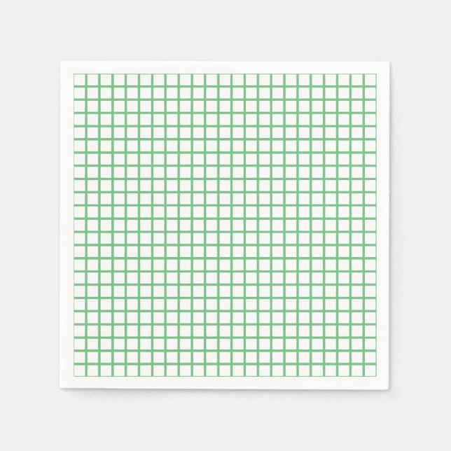 Servilleta De Papel Enrejado Verde de Verano - Blanco (Anverso)
