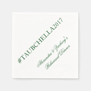 Servilleta De Papel Ensayar la cena Hashtag Napkins Green y White