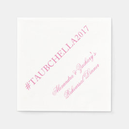 Servilleta De Papel Ensayar la cena Hashtag Napkins Pink and White