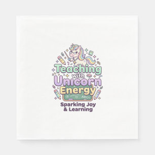 Servilleta De Papel Enseñanza de Unicornio con Tipografía Negrita Ener