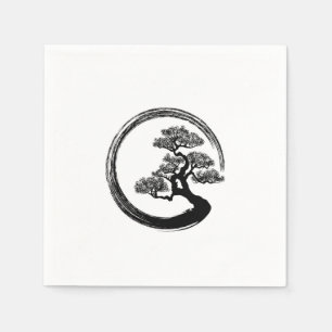 Servilleta De Papel Enso Zen Circle y Bonsai Tree