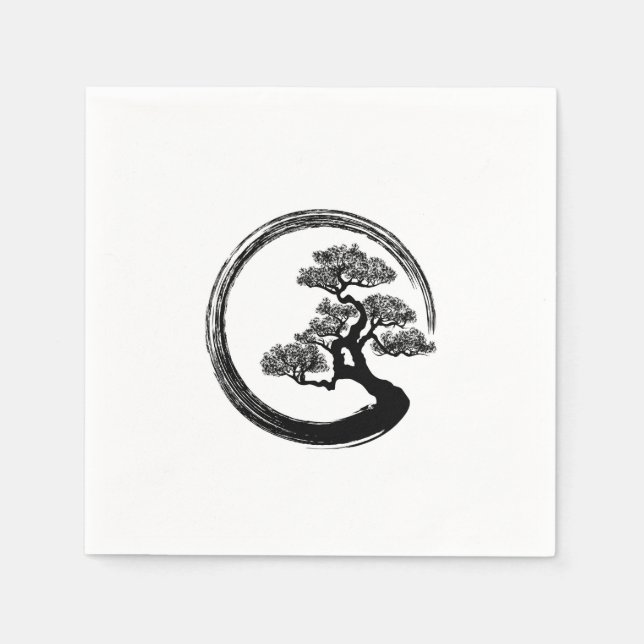 Servilleta De Papel Enso Zen Circle y Bonsai Tree (Anverso)