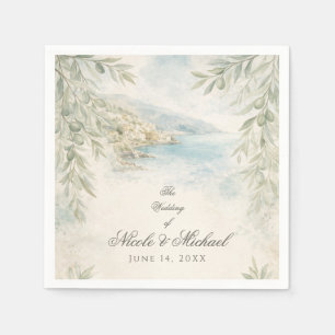 Servilleta De Papel Ensoñación de Amalfi — Boda Costera Mediterránea