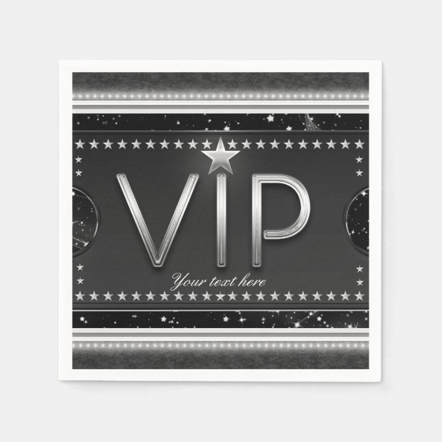Servilleta De Papel Entrada VIP de fiesta personalizada Estrellas Glam (Anverso)