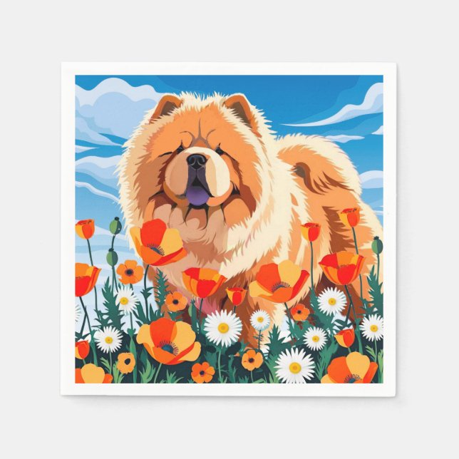 Servilleta De Papel ENTRE LOS POPPIES Chow (Anverso)
