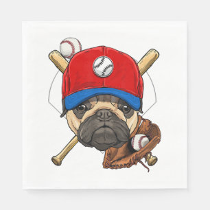 Servilleta De Papel Entrenador del equipo de béisbol Pug Dog Lover Pug