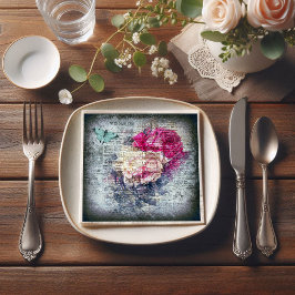 Servilleta De Papel Ephemera Floral Butterfly Newsprint