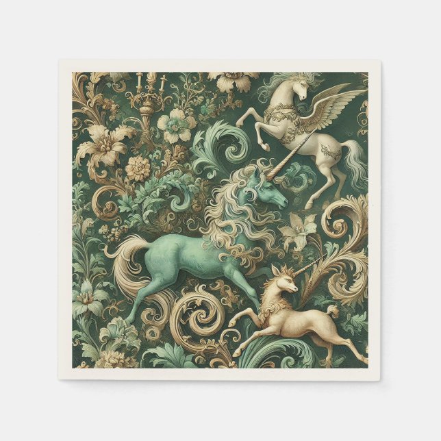Servilleta De Papel Equinoccio celeste - Unicornio mítico (Anverso)