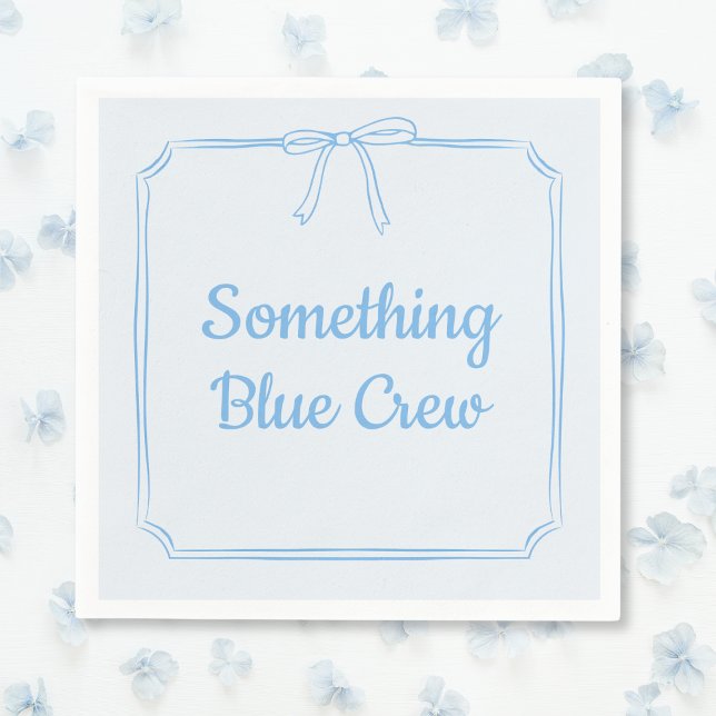 Servilleta De Papel Equipo de Algo Azul para la Novia Personalizado (Chic Trendy Bow 'Something Blue Crew' Napkins - Perfect for Bachelorette Parties and Bridal Showers!)