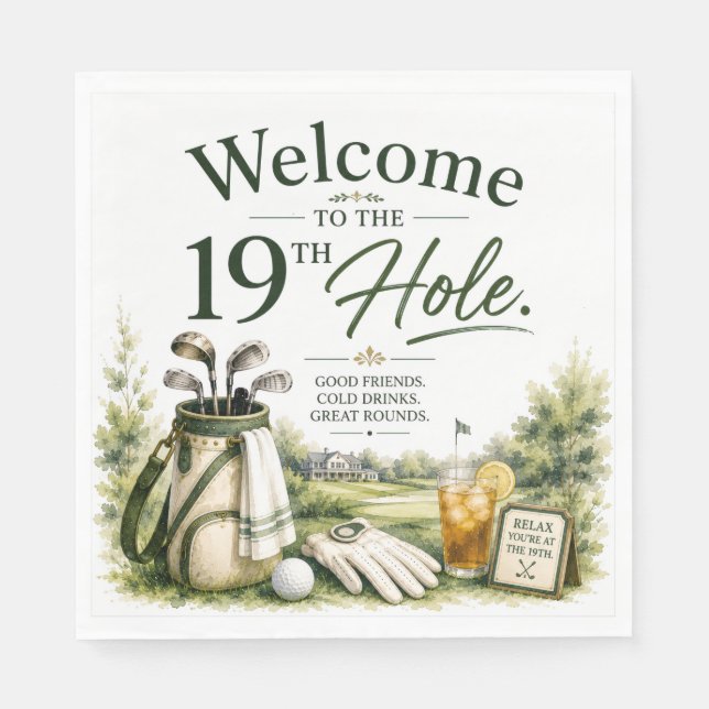 Servilleta De Papel Equipo de golf con texto en verde (Anverso)