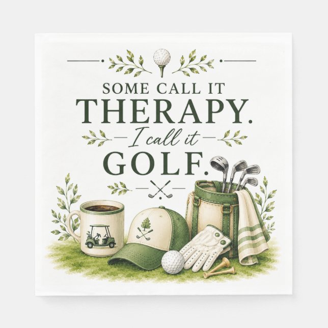 Servilleta De Papel Equipo de golf con texto en verde (Anverso)