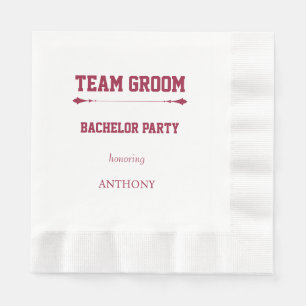 Servilleta De Papel Equipo de Novio de Rojo Vino Despedida de Soltero