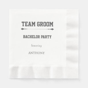 Servilleta De Papel Equipo del Novio de Gris Oscuro Fiesta de Despedid