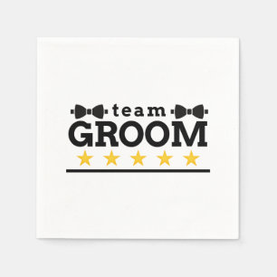 Servilleta De Papel Equipo del Novio Padrino Soltero Negro Blanc