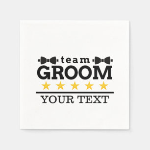 Servilleta De Papel Equipo del Novio Padrino Soltero Negro Blanc