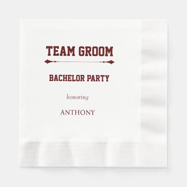 Servilleta De Papel Equipo Novio Despedida de Soltero (Anverso)