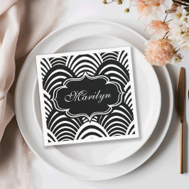 Servilleta De Papel Era del Jazz Moderno Elegante Negro y Blanco Años 
