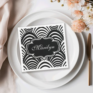 Servilleta De Papel Era del Jazz Moderno Elegante Negro y Blanco Años 