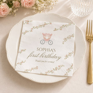Servilleta De Papel Érase Una Vez Princesa Rosa Floral Coquette 1er